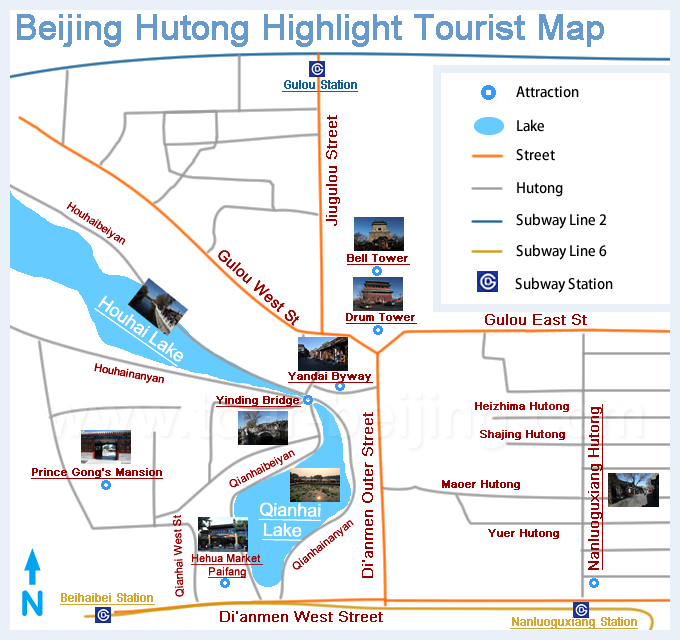 Beijing Hutong Highlight Tourist Map Beijing Hutong Highlight Tourist Map